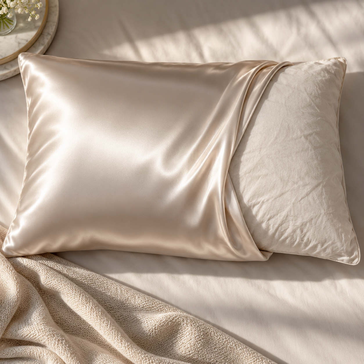 Signature Deluxe Suite Pillow being arranged on a bed